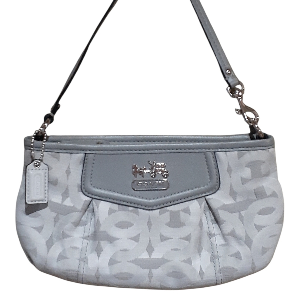 Vintage Coach Signature Monogram Shoulder Bag Convetible Wristlet Gray
